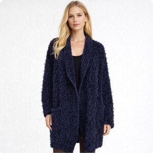 HOUSE OF CB 'Celine' Chenille Slouchy Cardigan Duster Sweater Navy size small